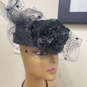 Chic Black Floral Fascinator Hat